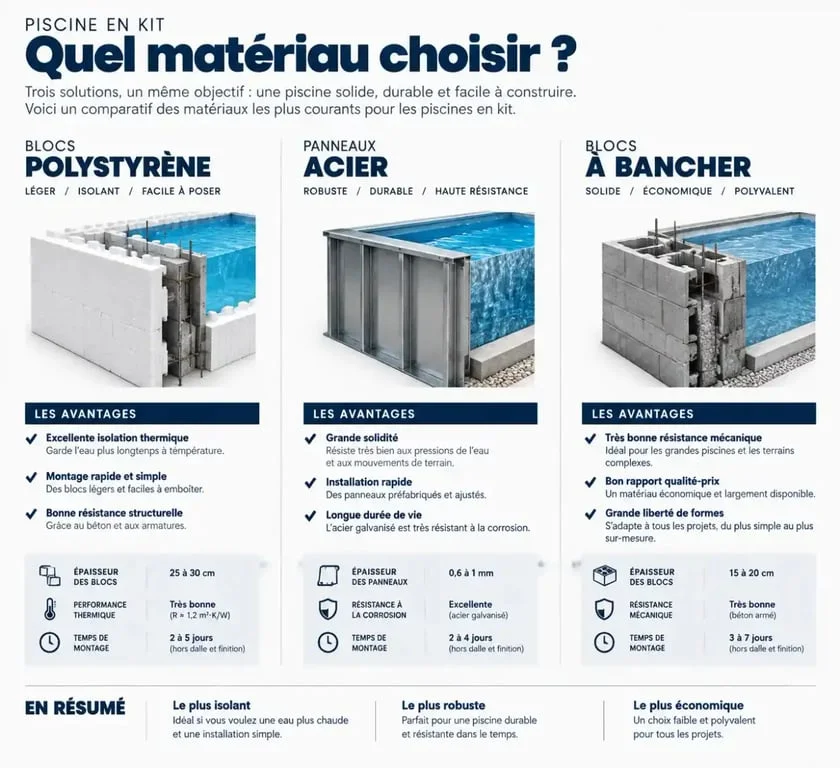 Comparatif des matériaux pour piscine en kit à monter soi-même
