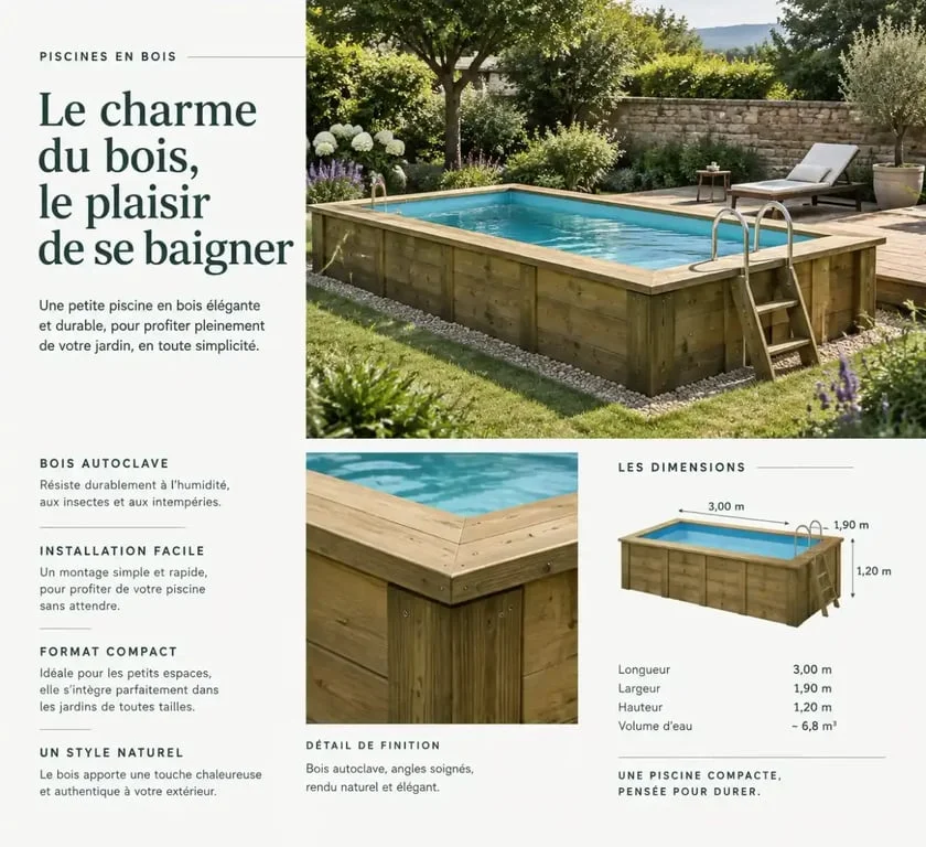 Installation d'une mini piscine en kit bois dans un jardin